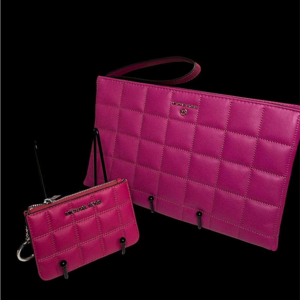 Michael Kors Pink Quilted Clutch/Wristlet Bundle, Pre-loved.